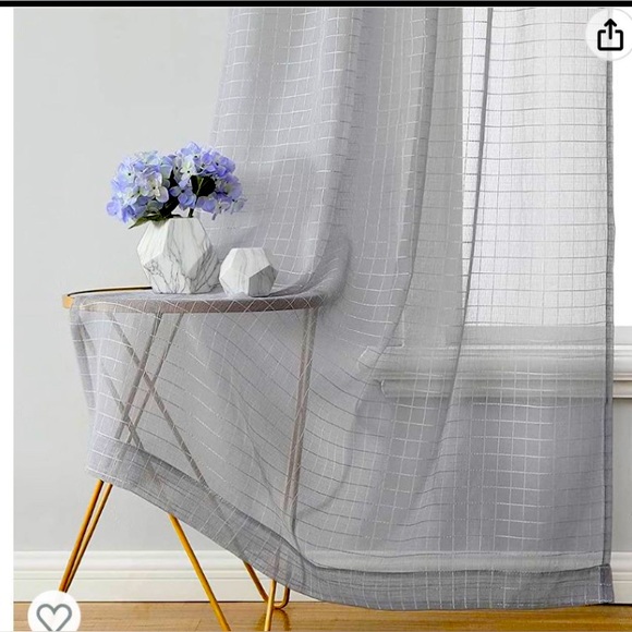 Sheer Light Gray Curtains/Drapes Set, 52” W X 63” L - Picture 1 of 2